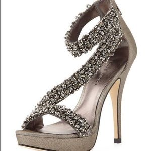 Pelle Moda “favilla” beaded metallic heels